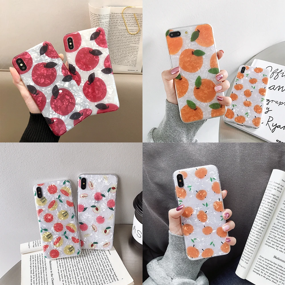 

Lovely IMD Fruit Print for iPhone Xr TPU Case 7 8 X Max 6 Plus Shell Texture Shock Proof Mobilephone Accessories Cases Cover