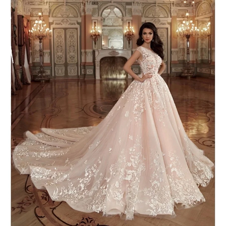 Blush Pink Coloured Bridal Long Tail Modest Pakistani Wedding