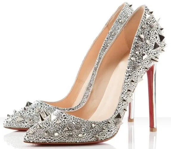 silver red bottom shoes