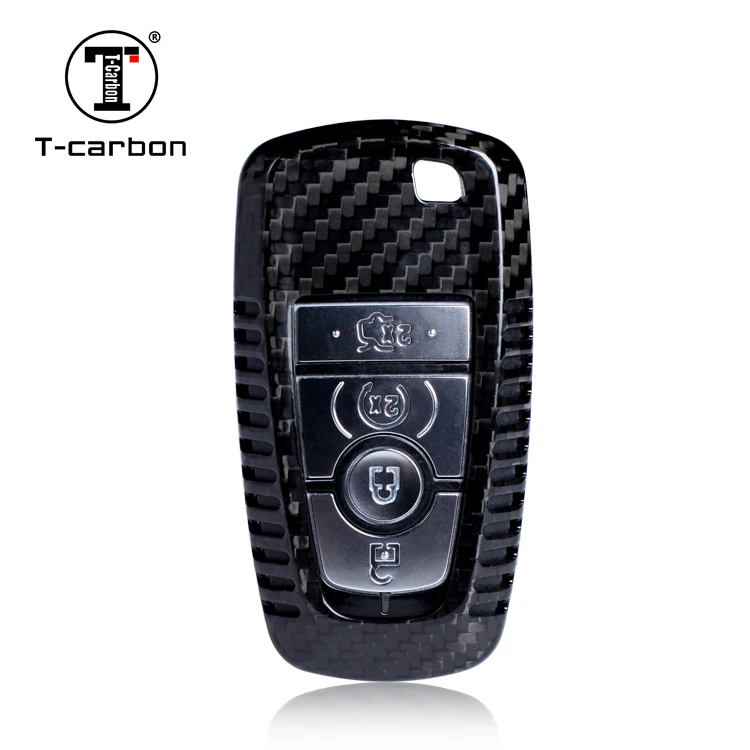 

T-carbon quality Carbon Fiber Car Remote Key Case For new Ford, Red