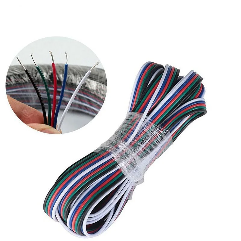 5pin Pvc Insulated Wire 20awg Rgbw 5 Wire Led Extension Cable Wire For ...