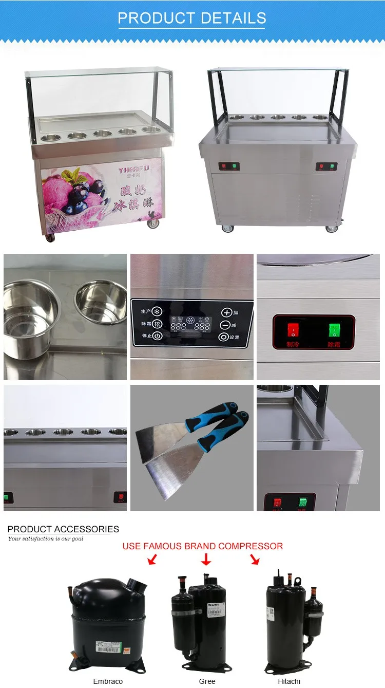 Factory Price Fried Ice Cream Roll Machine Mesin Ais Krim Goreng With