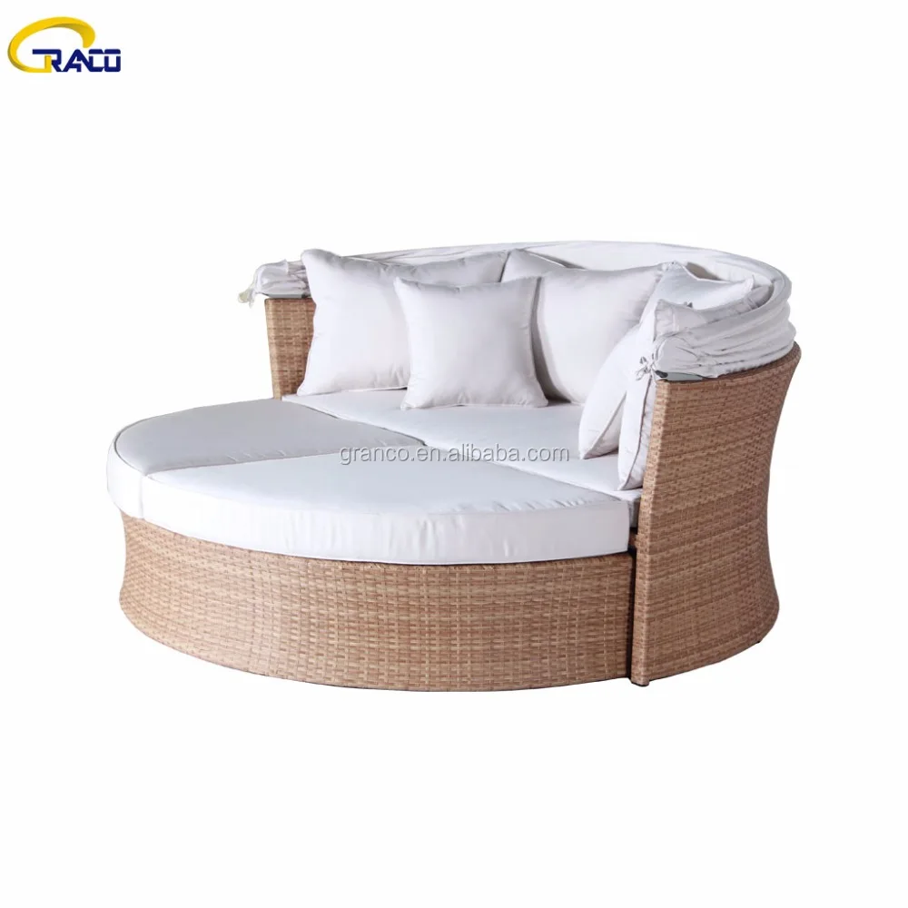 
Garden Furniture Sets Wicker Aluminium Round Sun Bed Outdoor Round classic Daybed with canopy 