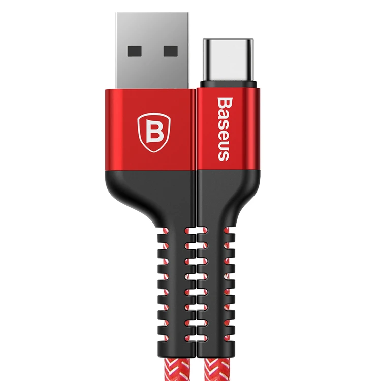 

Baseus 2A Current Output Usb To Type c Phone Charger Cable 2.0 for Huawei Xiaomi, Black/red