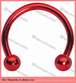 16 Gauge Red Anium Horseshoe Circular Barbell Earrings Unique 16 Gauge Red Anium Horseshoe Circular Barbell Earrings Unique Nose Rings Piercings