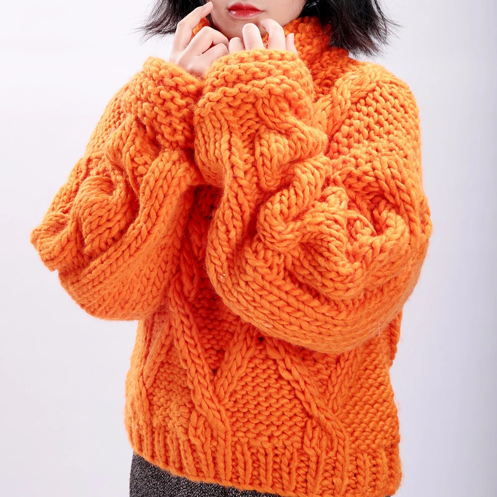 

Fashion handmade chunky knitted thick sweater design for girl