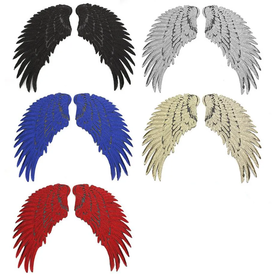 Sliver Gold Sequins Patch DIY Angel Wings Patches For Kids Clothes Sew-on Embroidered Patch Motif Applique Sticker P762