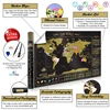 Scratch Off World Map Unique Bucket List Icons Different Vibrant Color Every Country Every USA State Capital Cities AMA-99