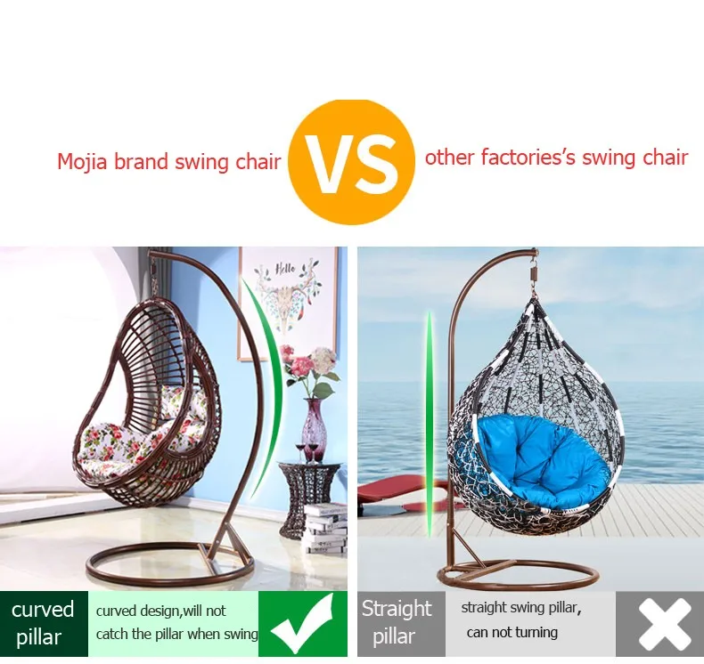 Outdoor Furniture Balcony Egg Shape Swing Chair Indoor Pe Rattan Basket