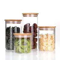 

Perfect Transparent Food Storage Canister Clear Borosilicate Glass Jar with Wooden Lid for Kitchen Organization 400ml