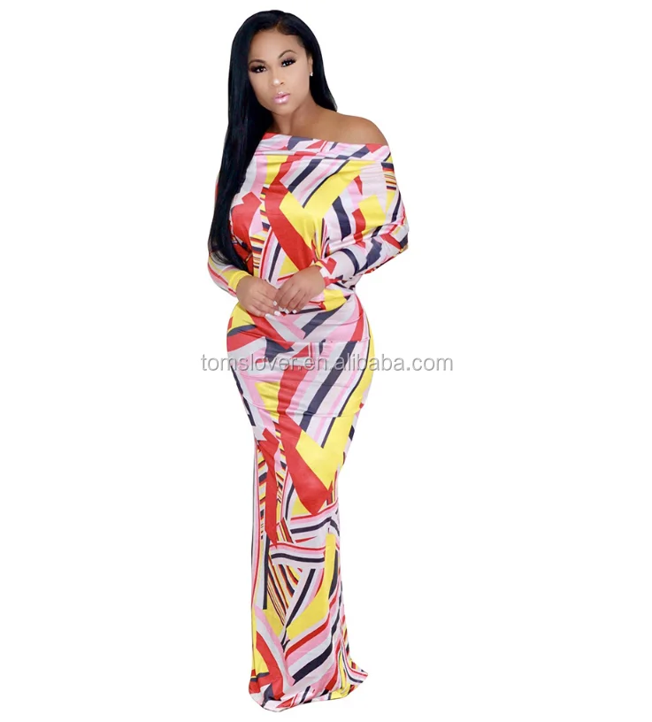 

Wholesale Women' Clothing Long Sleeve Fashion Printed Night Club Long Wrap Dress, Navy blue