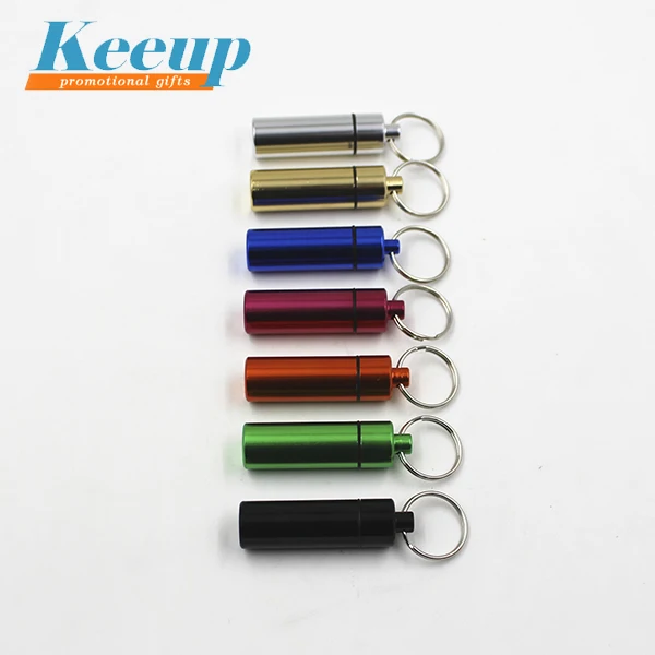 Custom Logo Metal Pill Box Keychain Pill Stash Keyring Pill Box