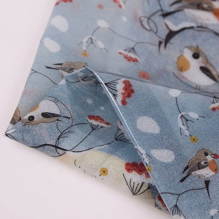 
Waterproof polyester bird flower moon digital printed translucent tpu fabric for raincoat rainshoes 