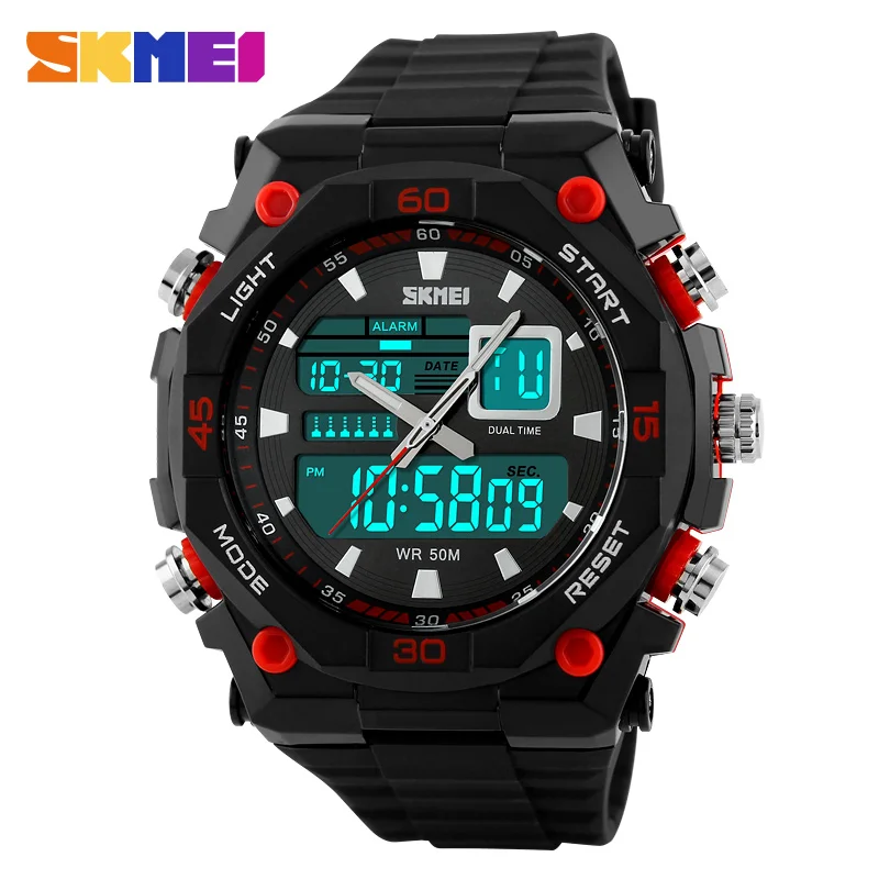 

3 colors choice pu plastic band 5ATM waterproof swimming watches skmei 1092