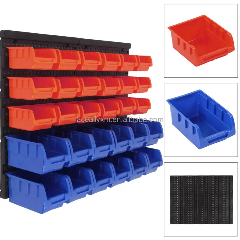 Plastic Bins Wall Mounted Storage Garage Tools Parts Organizer