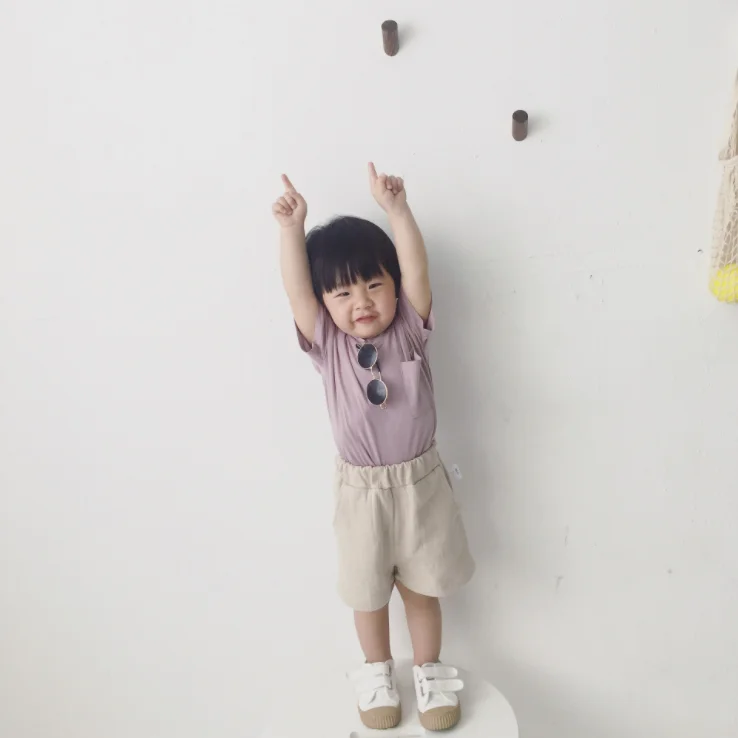 
Wholesale cheap v-neck collar baby girl clothes 0-12 months blank t-shirt 2111 