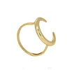 Dainty Minimalist Stackable Horn Ring, Stainless Steel Gold Moon Delicate Statement Ring