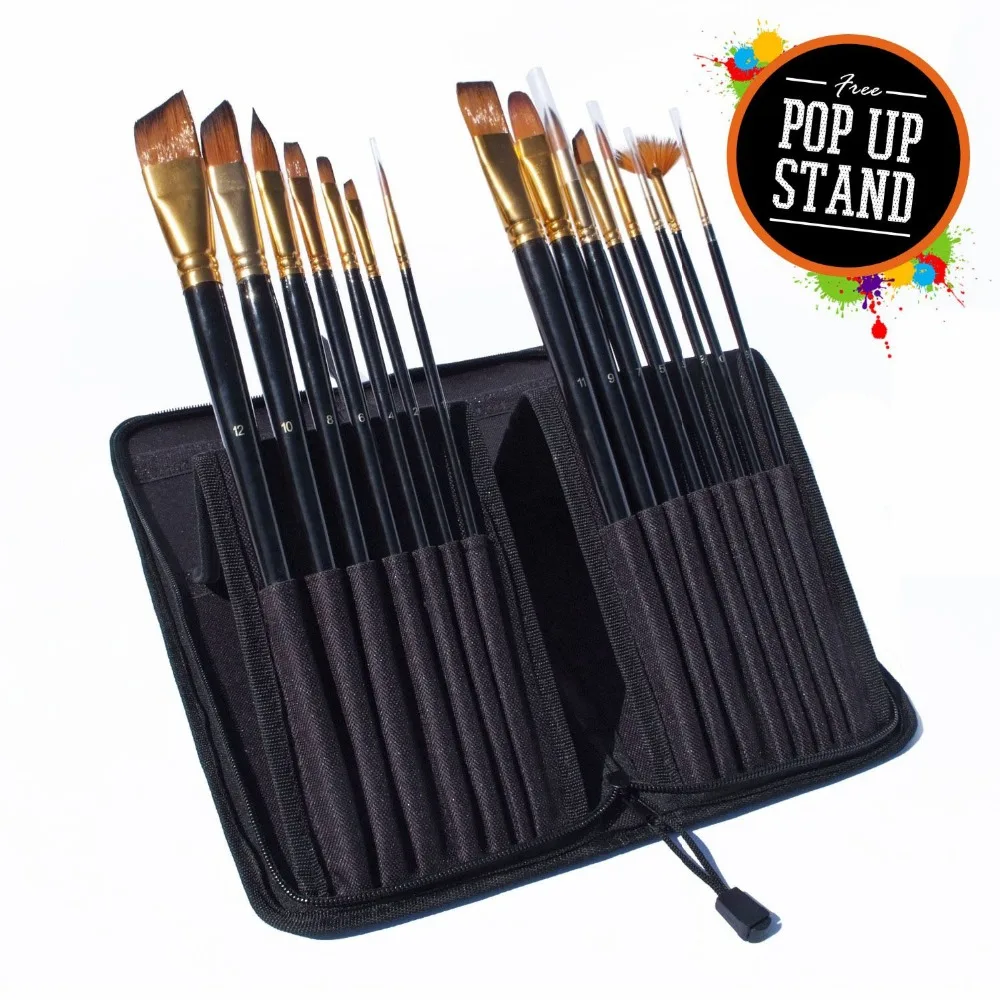 Artify 12 Pcs Paint Brush Set Pop-up Stand Carrying All in One ...