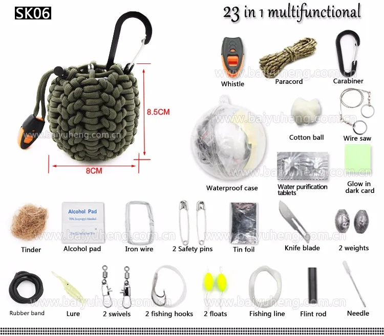 Wholesale Camping Supplies Back Pack Paracord Survival Emergency Kit