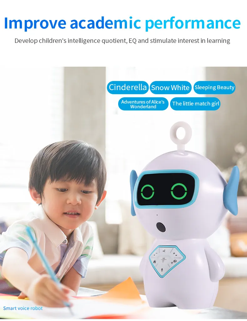 Cute design white educational robot for children