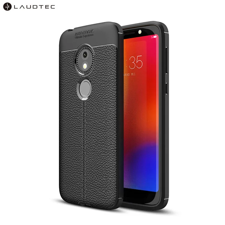 

Laudtec Litchi Leather Pattern Silicone TPU Back Cover Case For MOTO E5 Play GO, Black;blue;red;gray