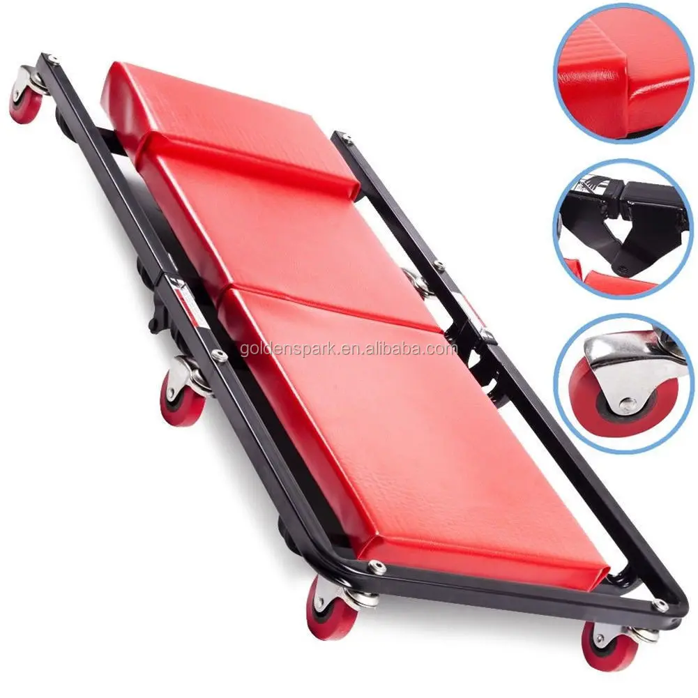 2 In 1 Mechanics Garage Car Workshop Folding Creeper Wheeled Stool Seat ...