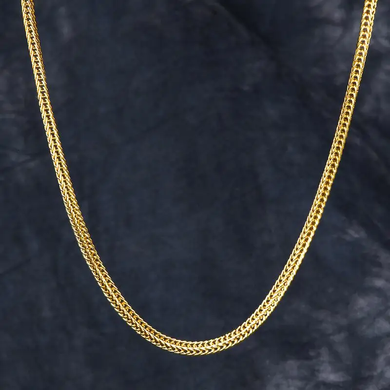 

KRKC&CO Hip Hop Necklace 3mm 24inch 14k Gold Plated Chain Franco Chain, 14k/18k gold