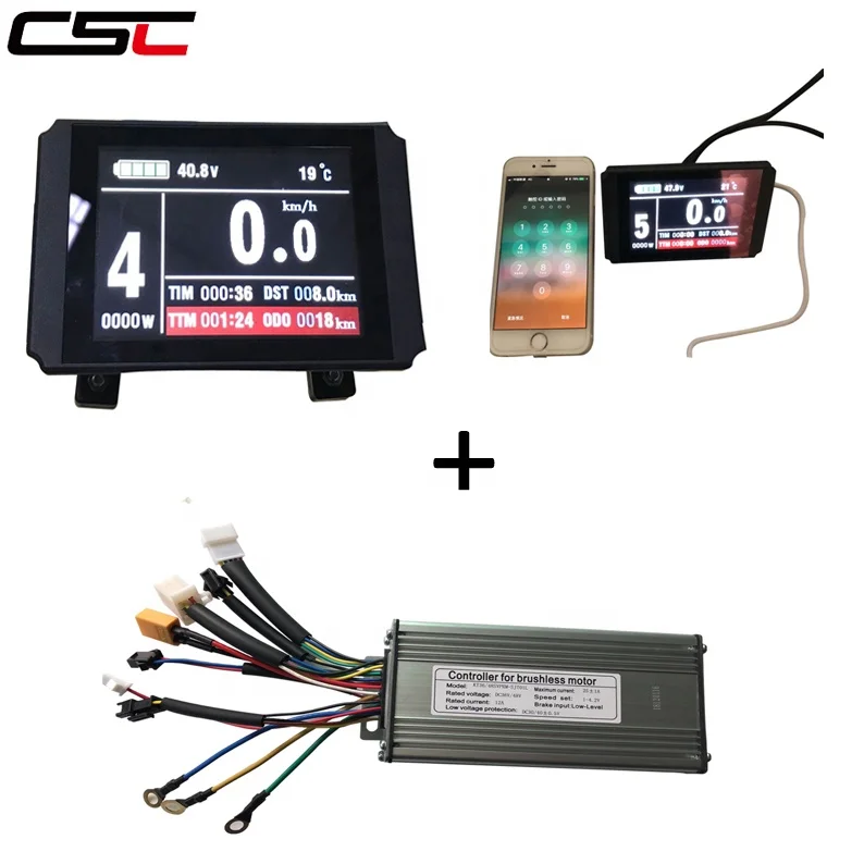 36/48V 250/350/500W Electric Bicycle Scooter Brushless 9 Mosfet Sine Wave Controller with color KT LCD Display Regeneration