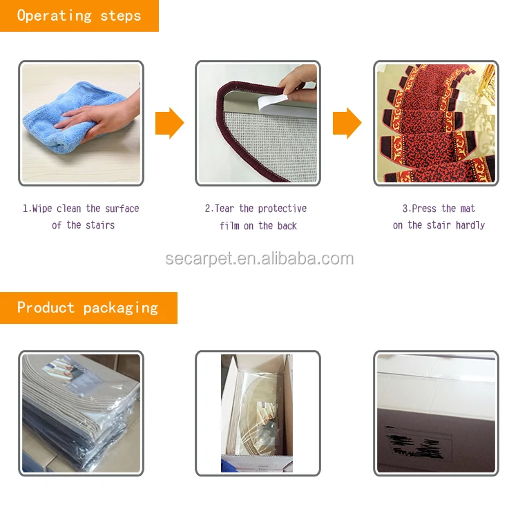 New Custom Design Non-slip Indoor Self-adhesive Stair Mat  of   New Self-adhesive Nylon Carpet Stair Tread Rugs of Classical Nylon Carpet Tufted Stair Tread Rugs of “