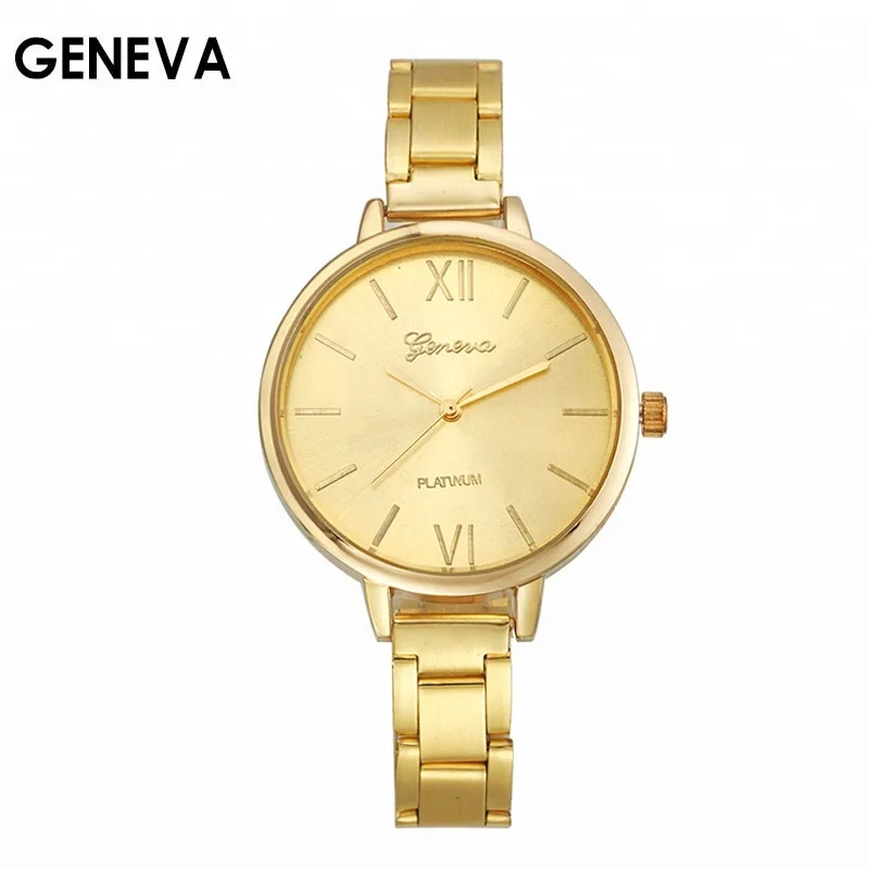 

Wholesale Women's Watches Geneva Fashion Female Small Steel Band Analog Quartz Wrist Watch, 3 colors