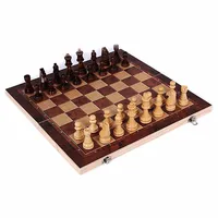 

New Design 3 in 1 Wooden International Chess Set Board Travel Chess Backgammon Draughts Entertainment Games