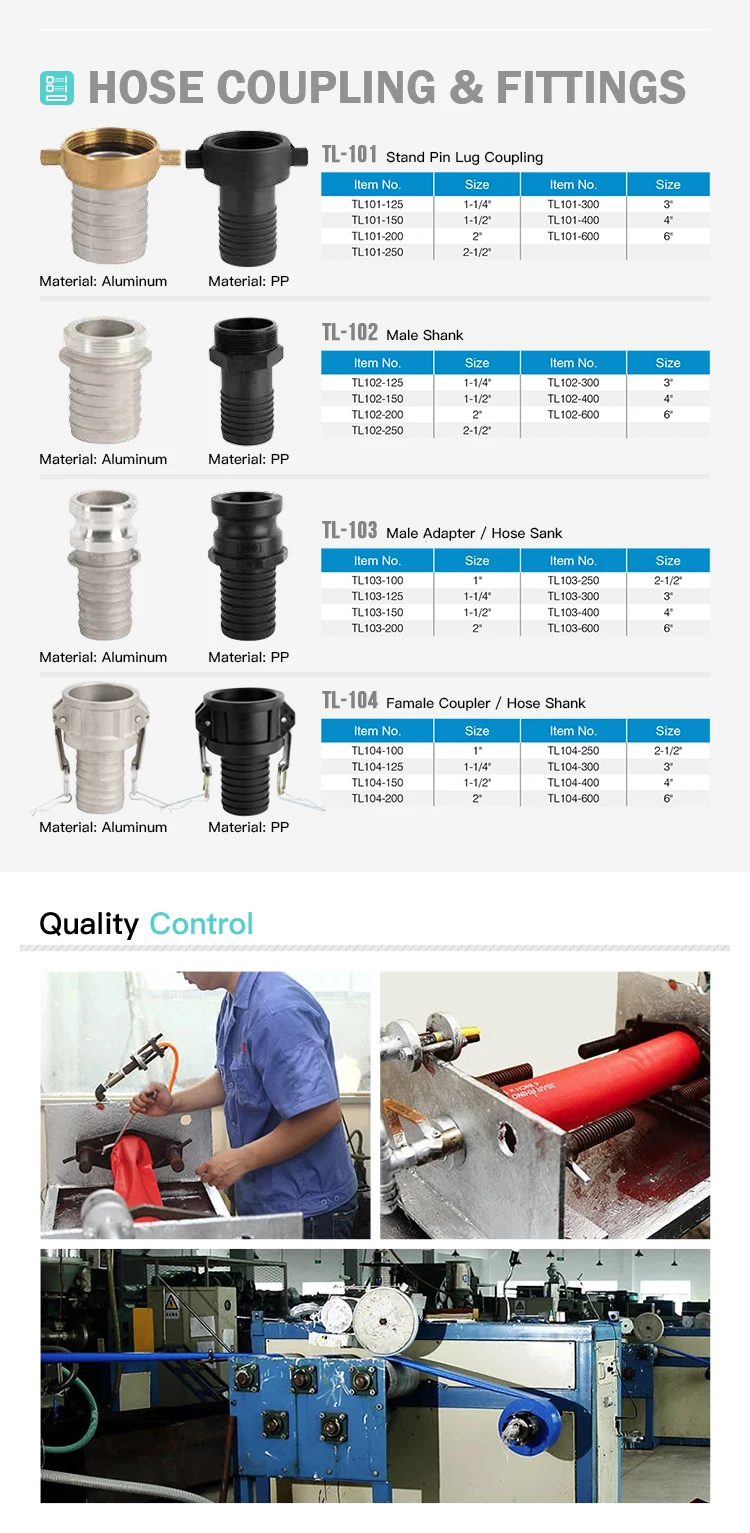 China High Quality Rubber Layflat Hose For 10-100M