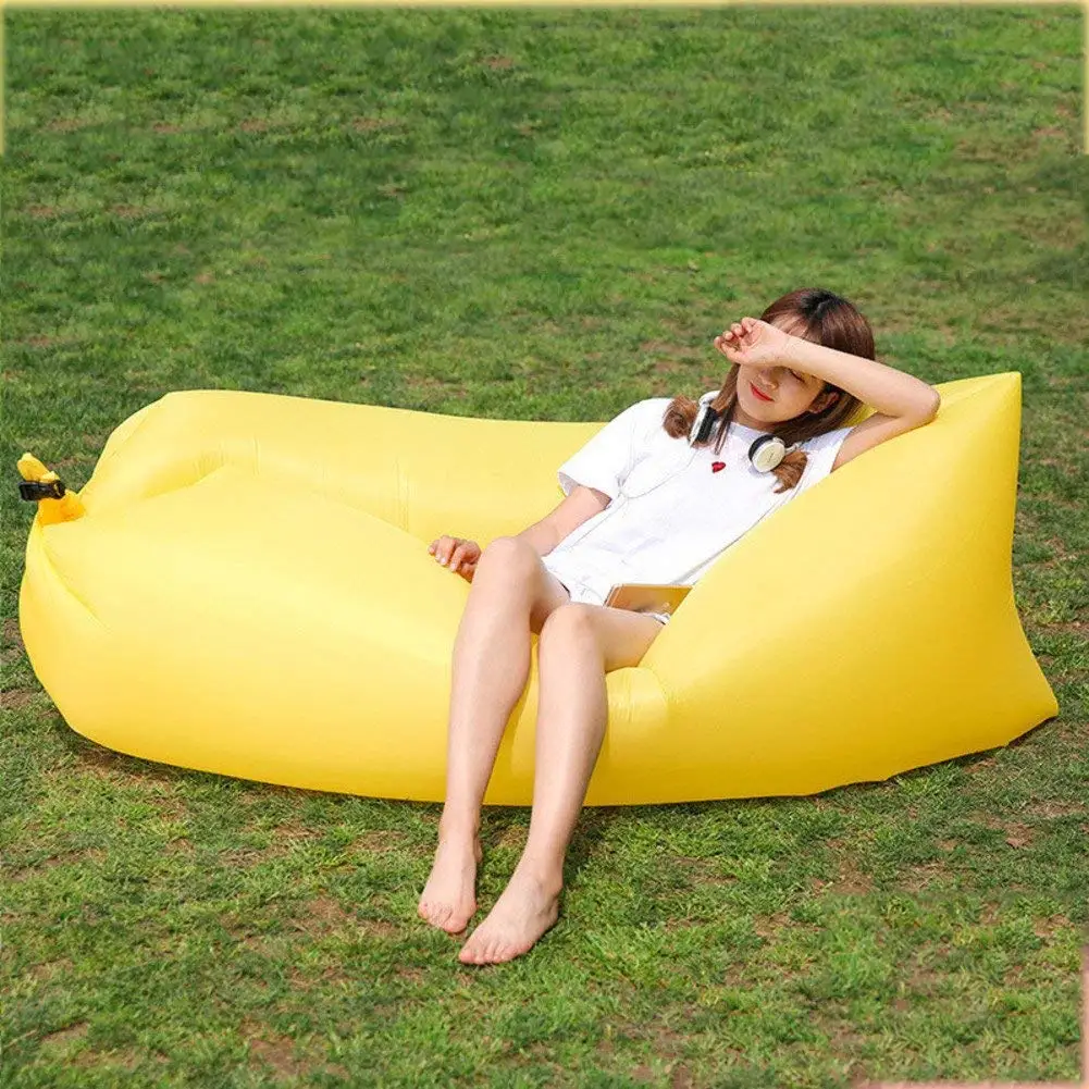 ONETWO Pure Color Air Sofa,Skin-friendly Damp-proof Waterproof Inflatable Lounger Lazy Artifact Camping Air Sofa Hammock