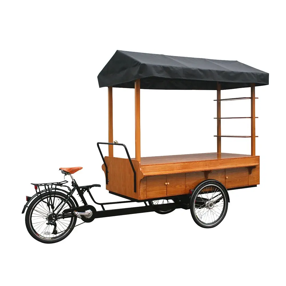 3 Wheel Pedal Assistant Customized Hot Dog Commercial Vending Cart