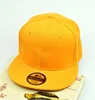 Primary solid 6 panel acrylic black snapback hats wholesale yellow snapback hats