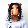 Saw Pig Head Scary Masks Novelty Halloween Latex Mask With Hair