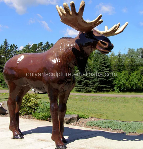 Outdoor Garden Wild Animal Model Large Fiberglass Life Size Moose