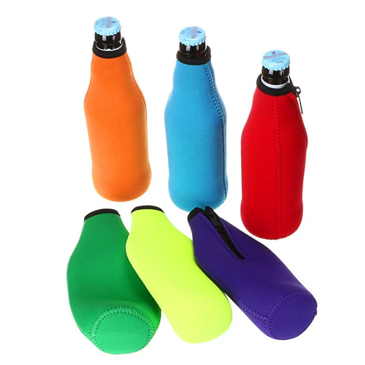 Beer Bottle Cooler With Zip, Pack Of 4 (330 Ml) Neoprene Insulated Folding Beer  Bottle Cooler, Insulated Neoprene Folding Zip Bottle Cooler Hold