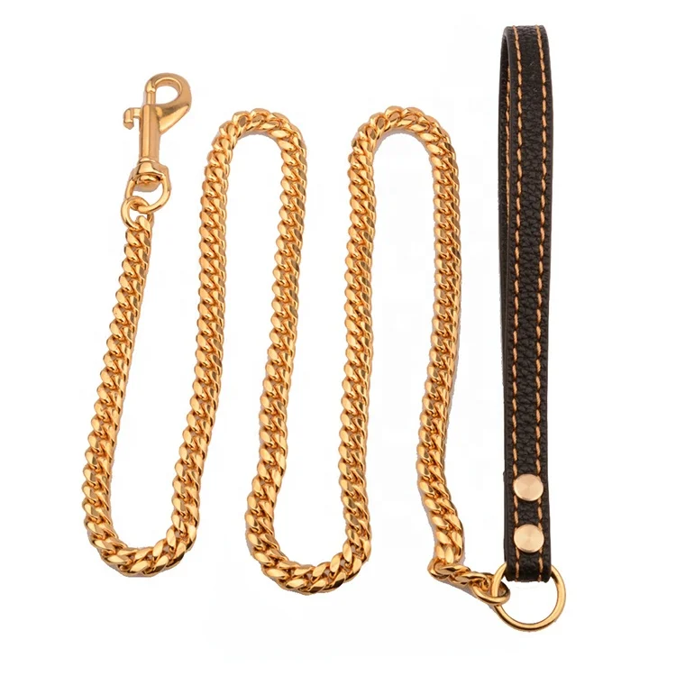 

High Quality Gold Luxury Pet Dog Leash, Golden/silver