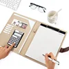 B5 expanding file folder business office supplies writing pad folder multi-function leather clip folder with calculator