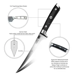 Image of 7 inch High Carbon 1.4116 German Stainless Steel Fish Filet Knife