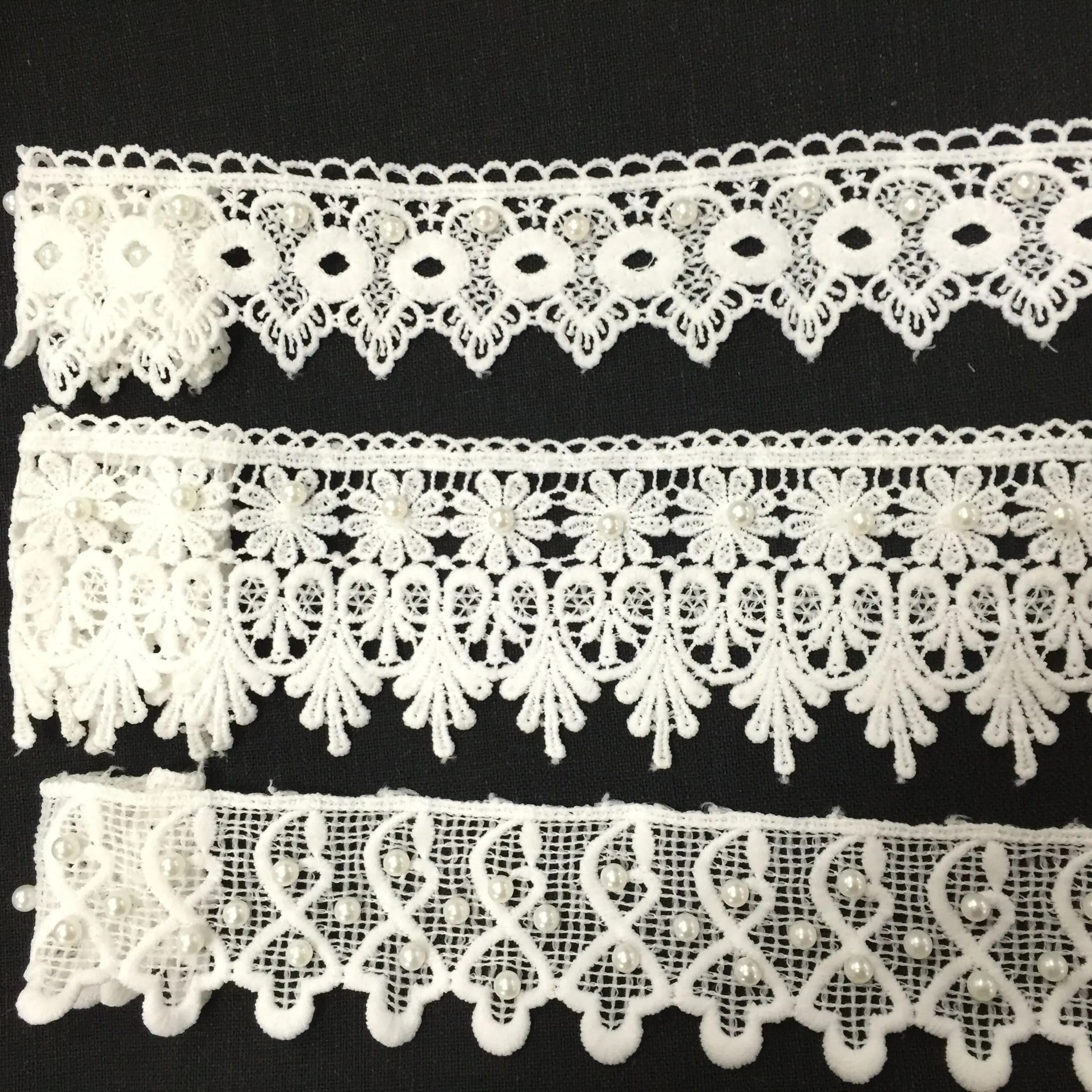 2019 Polyester Corded Border Lace Trim 
