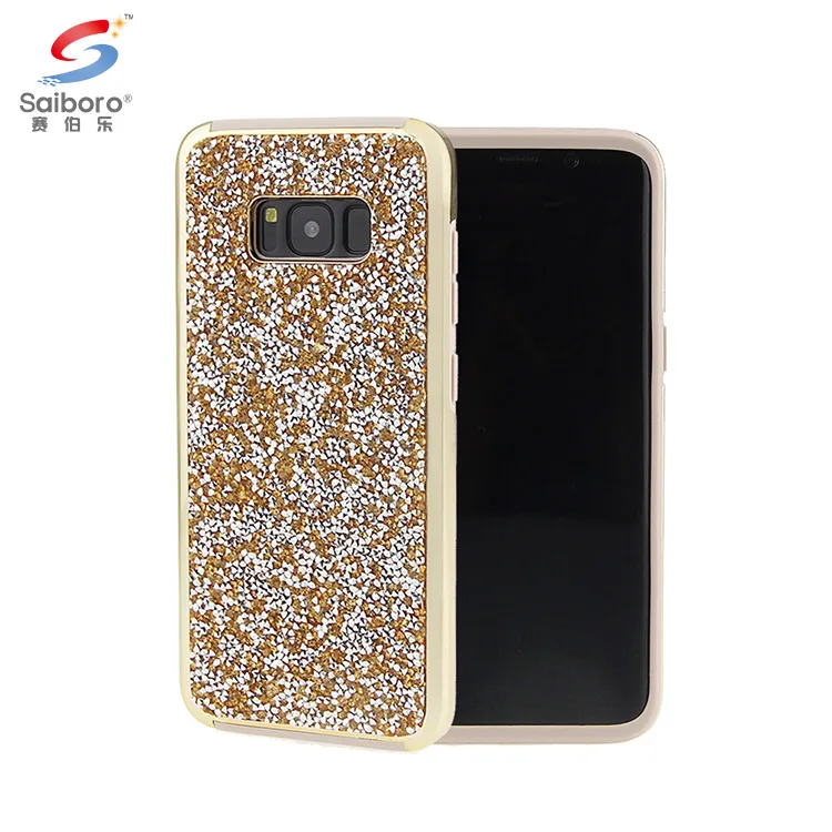 

Saiboro electronic diamond bling 2 in 1 cover s8 phone case for samsung, Black, blue, white ,multi