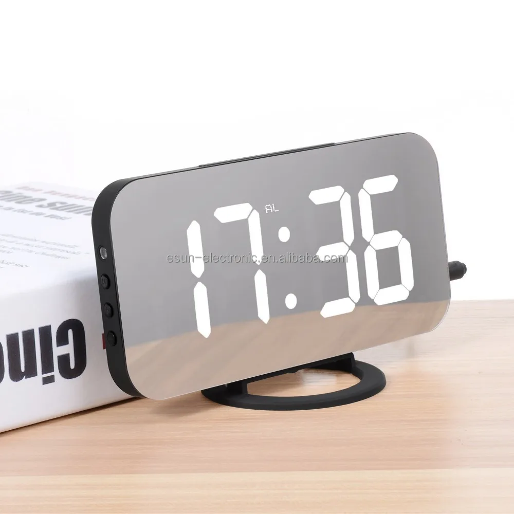 

2018 Patent LED Digital Desktop Alarm Clock With Wake Up USB Charger For Home Decor