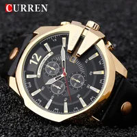 

Relogio Masculino CURREN Men Watches leather strap Top Luxury Brand Watches with great Dials Quartz Gold wristwatch 8176