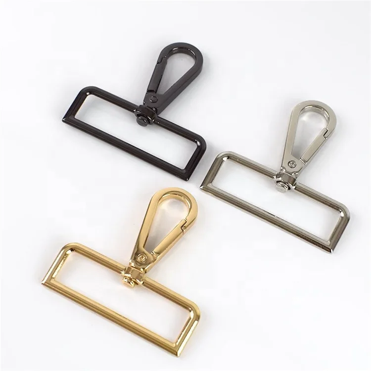

Meetee F2-10-50mm Alloy Bag Buckle Carbines Swivel Lobster Clasp Snap Hook Key Chain Ring Buckles, Silver gold gun black