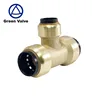 Green Valve Lead Free Brass Push fit fittings of equal tee 15mm quick coupling pipe fitting connector