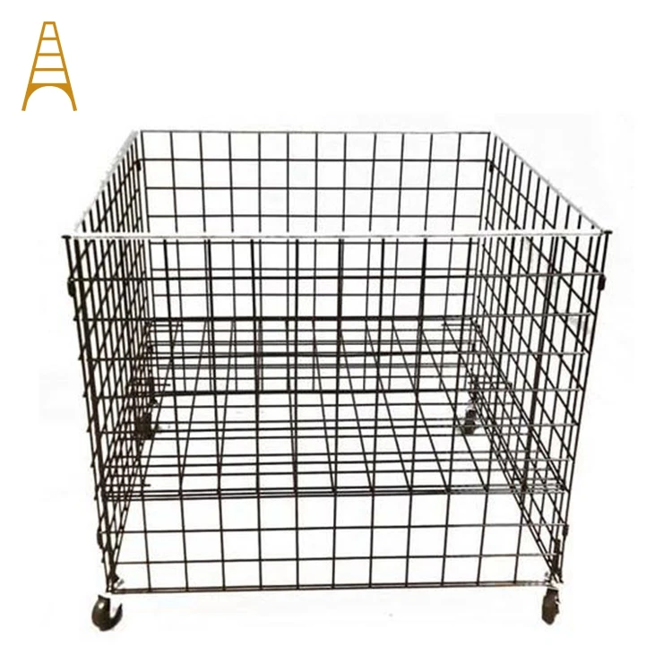 Supermarket Retail Metal Wire Cage Display Dump Bin With Wheel Buy