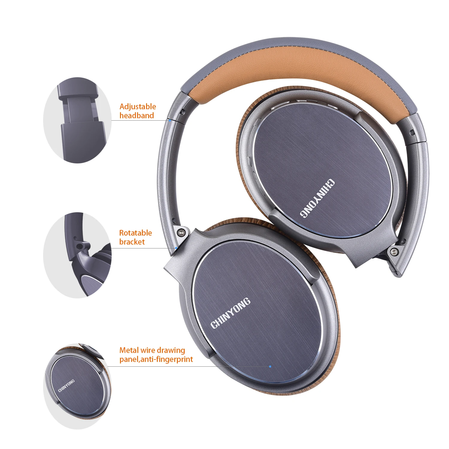 

High Quality Over ear Stereo Metal Headband Wireless Headphones Bluetooth with Microphone