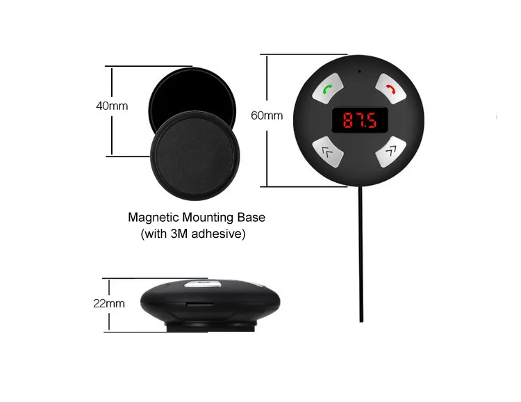 CE ROHS FCC BQB Certification and MP3/MP4 Players Radio Tuner Combination DSP Technology Bluetooth Handsfree Car Kit rds FM Transmitter